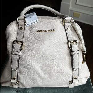 Michael Kors Cream Satchel with Gold Accents